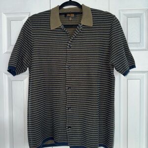 Truth Navy and Olive Striped Short-Sleeve Polo Shirt